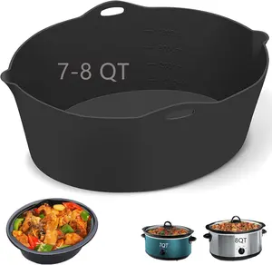 Silicone Liners Fit for Crock Pots/Slow Cookers 7-8 Quart, Slow Cooker Divider Insert Compatible for Crockpot Liner, Reusable/BPA Free/Leakproof/Cooking Accessories for Oval Crockpots