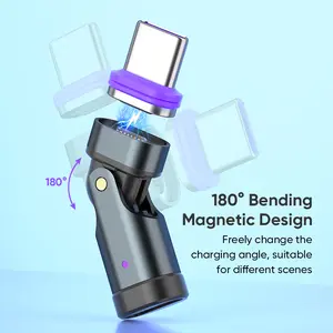 240w Magnetic Adapter 180° Rotating Type C PD Fast Charging Cable for Xiaomi Apple Macbook Air Huawei Lenovo Laptop, 1pcs/2pcs