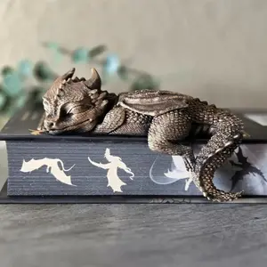 Resin Antique Bronze Sleeping Dragon Home Decor, Decorative Sculptures, Window Shelf Decoration, Balcony Ornament, Unique Indoor Accent Piece, Decorative Figurine