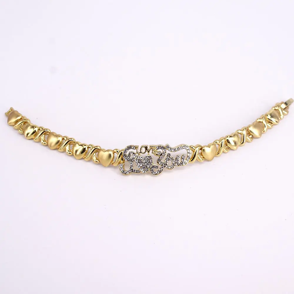 18k Layered real gold filled xo I love you bracelet 7.5 inches #2