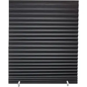 6-Pack Pleated Paper Temporary Shades Blackout Cut to Size Temporary Paper Blinds for Indoor Windows of Office, Bedroom, Bathroom, Living Room, 48" W x 72" H, Black
