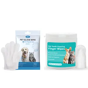 Pet Glove Wet Wipes, Daily Care Disposable Non-Rinse Beauty Wipes, Fresh Breath and Gum Care, Easy Clean Pet Dental Wipes