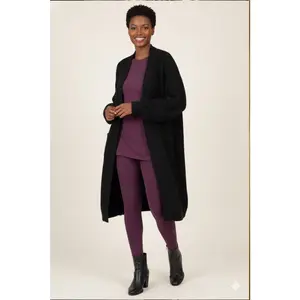 Long Open Front Knit Cardigan