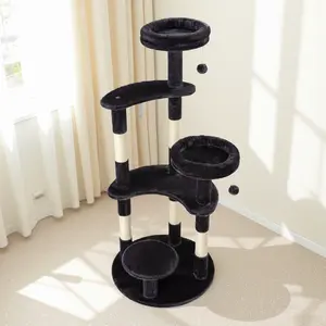 Allewie 55.5-Inch Multi-Level Cat Tree for Indoor Cats with Soft Plush Perches, Sisal Scratching Posts, Crescent Plate, Round Jumping Board, Hanging Ball - Beige, Grey, Pink, Dary Grey,#TikTokShopBlackFriday #Christmas Gifts