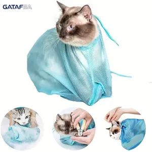 Cat Bath Bag,Anti Scratch Anti Bite Cat Grooming Bag,Adjustable Breathable Cat Restraint Pouch,Multifunctional Nail Trimming Shower Fixed Bag,Durable Pet Cleaning Supplies for Cat Bathing Grooming Daily Care
