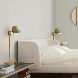 Culver Wall Sconce - Brushed Brass, plug-in, On/Off Switch