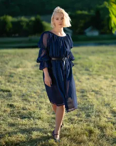 Navy Blue Chiffon Chemise