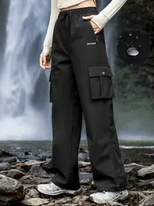 Women's Outdoor Sport Utility Pants with Zipper Pockets, Hiking Fleece Ski Pants for Spring & Fall, Camping Mountain Climbing, Runner Pants