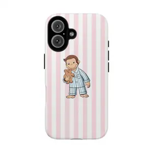 Cute Cartoon Monkey Tough Phone Case, Curious Georgeee, Fun Pink Animal Design Protective Phone Cover for Girls & Kids, Protective Cover, Pink Tone Case iphone 14 promax 17 16 15 13 12 11 iPhone case