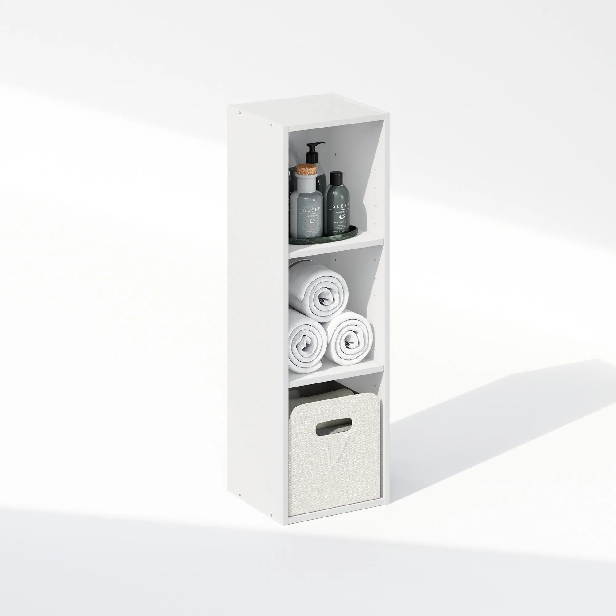 REED 3-Tier Closet Organizers and Storage, Closet Organizer, Open Shelf Closet Storage, for Wardrobe, Bedroom, Living Room, 9.5-Inch Width, White, Space-Saving Closet Storage for Bedroom, Apartment, Dorm and Small Spaces