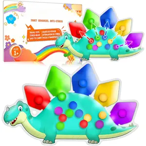 Dinosaur Color Sorting Sensory Toy Travel Toys  Toddler 1-3 Airplane Toy Roadtrip Essenstial  Toddlers Boys Gifts Fine Motor Autism Calm Fidget Montessori Preschool Activities  Kid Christmas