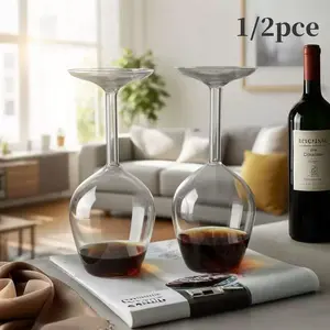 Creative Upside Down Inverted Wine Glass Set | Lead Free Crystal Clear High Quality Durable Glass | Aesthetic Home Photography Photo Prop | Perfect for Red White Wine Champagne Bubbles Cocktails | Home Bar Use | Housewarming Gift for Wine Lovers