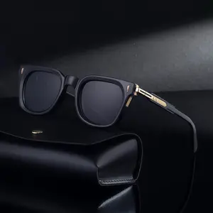 Men's Retro Square Fashion Glasses Vintage Style Polycarbonate Frame Black Golden Accents Everyday Eyewear Stylish Durable Sunglasses