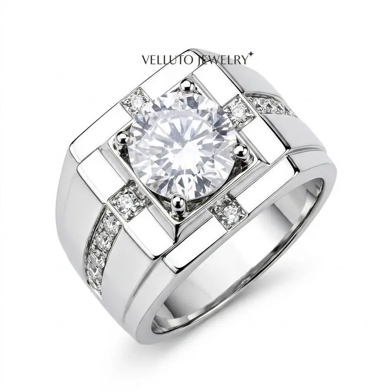 18K WHITE GOLD PLATED MOISSANITE ADJUSTABLE 1.0CTW VVSD Color - Stunning - Surprise Gift - 18K White Gold Plated Ring