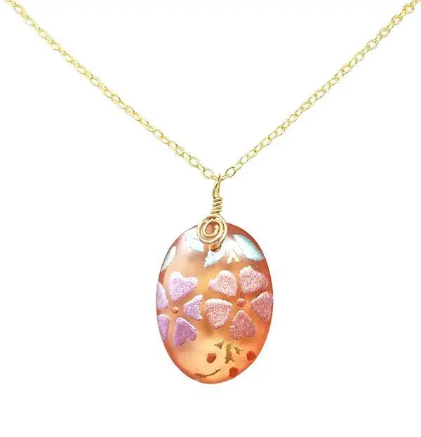 Transparent Floral Resin Pendant Necklace