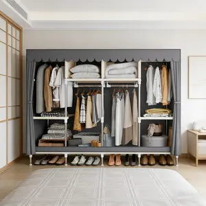 Portable Wardrobe with 8 Storage Spaces + 4 Hanging Areas - Foldable Clothes Organizer for Rental Rooms, Dorms & Bedrooms, Easy Assembly Garment Closet Stand clothing storage apartment living room furniture dressers for bedroom furniture set