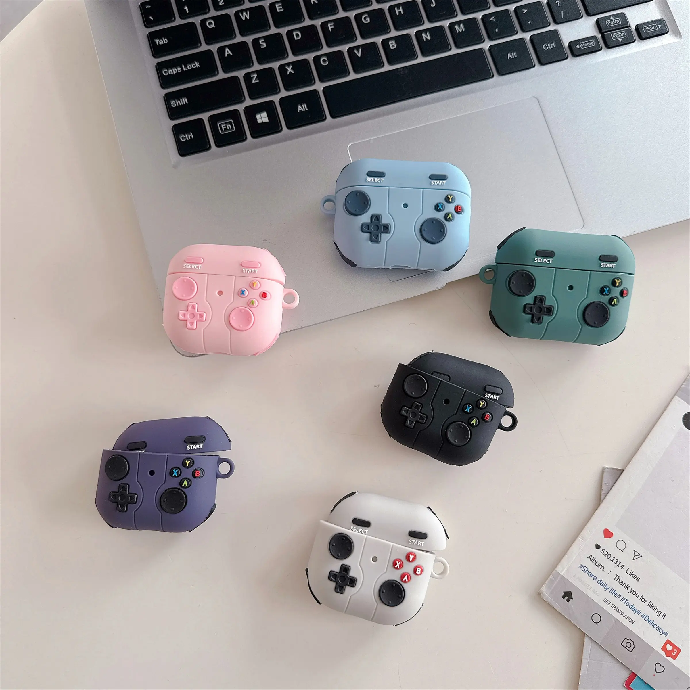 1 game console shaped headphone case, drop resistant and durable silicone headphone case, Apple wireless Bluetooth headphone case, suitable for AirPods 1/2/3/4/pro/pro 2/pro 3