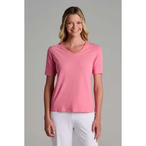 Women's Morada Everyday Short Sleeve V-Neck T-Shirt | Flamingo Pink Heather