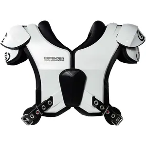 Sports Defender Football Shoulder Pads – The Lightest, Most Protective in Its Class – Aerospace Grade Materials, Ventilated Design, Removable Sternum Plate, Foam Neck Roll juggernaut  pads