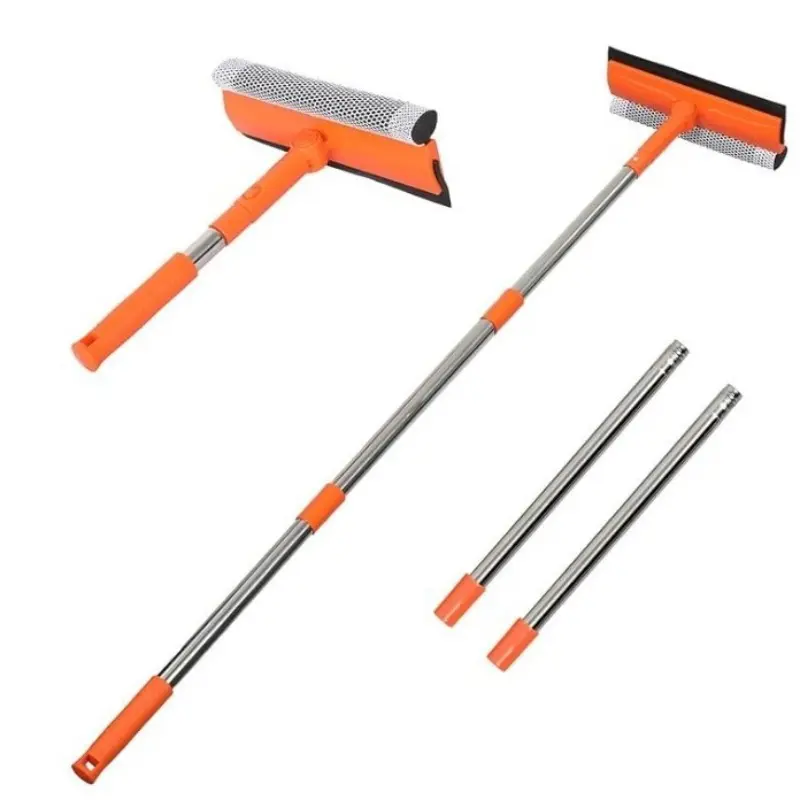 New 2-In-1 Window Cleaning Sponge Rubber Multi-Jointed Rod Adjustable Bendable Elastic Wiper Squeegee And Scrubber, Durable & Versatile Cleaner Tool Window Cleaning Accessories Cleaning Tools