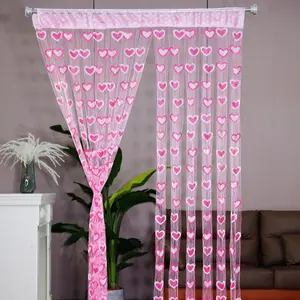 Heart Pattern Line Curtain, 1 Count Home Decor Romantic Thread Curtain, Creative Linear Curtain for Home Bedroom Girls Room Decor, Home Decoration Curtain
