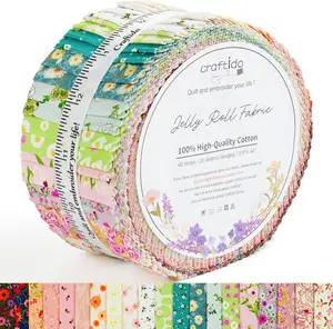 Newbrothread&Craftido 100% Cotton Jelly Roll Fabric 40 Strips 2.5" x 44" Precut for Quilting Sewing Crafting Fancy Waterlily Pond Mothers Day Gift tiktokshopspringglowup