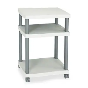 Safco 1860GR Gray Deskside Wave Printer Stand - Built-In Shelving, Mobile, Strong Desktop Printer Solution, Built-In Shelving Printer Desktop Stands, Mobile Printer Stand Printer Desktop Stands