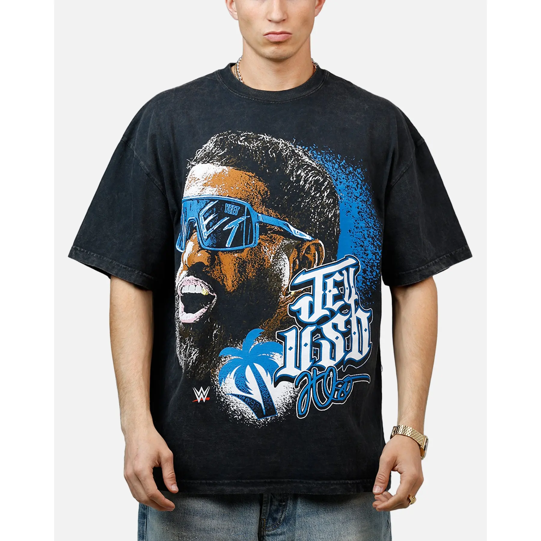 Culture Kings X WWE Jey Uso Wrestlemania XLI Vintage T-Shirt Black Acidwash