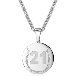 Baseball Number Necklace, 0-99 Jersey Baseball Pendant Necklace for Men & Women - 24 Inch (22’’ + 2’’ Adjustable)