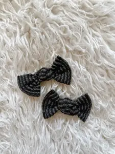 Textured Pigtail Clip Set - Wavy Ribbed Charcoal