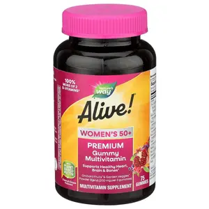 Nature's Way Alive! Women's 50+ Gummy Multivitamin 75 Count - Fruit-Flavored Gummies with Garden Veggies & Orchard Fruits Powder Blend