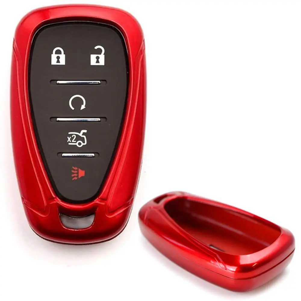 iJDMTOY Glossy Metallic Red Exact Fit Key Fob Shell Cover For 2016-up Chevrolet Camaro Cruze Spark Volt, 2017-up Malibu Bolt Sonic Trax, etc