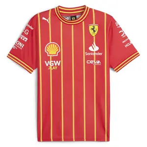 PUMA Mens Scuderia Ferrari Team Crew Neck Short Sleeve Jersey Casual - Red