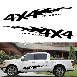 2pcs/sheet 4x4 Off-Road Sticker, Fire Totems Stripe Decoration, Car & Truck Stickers, Trailer Creative Side Modified Vinyl, Truck Decals