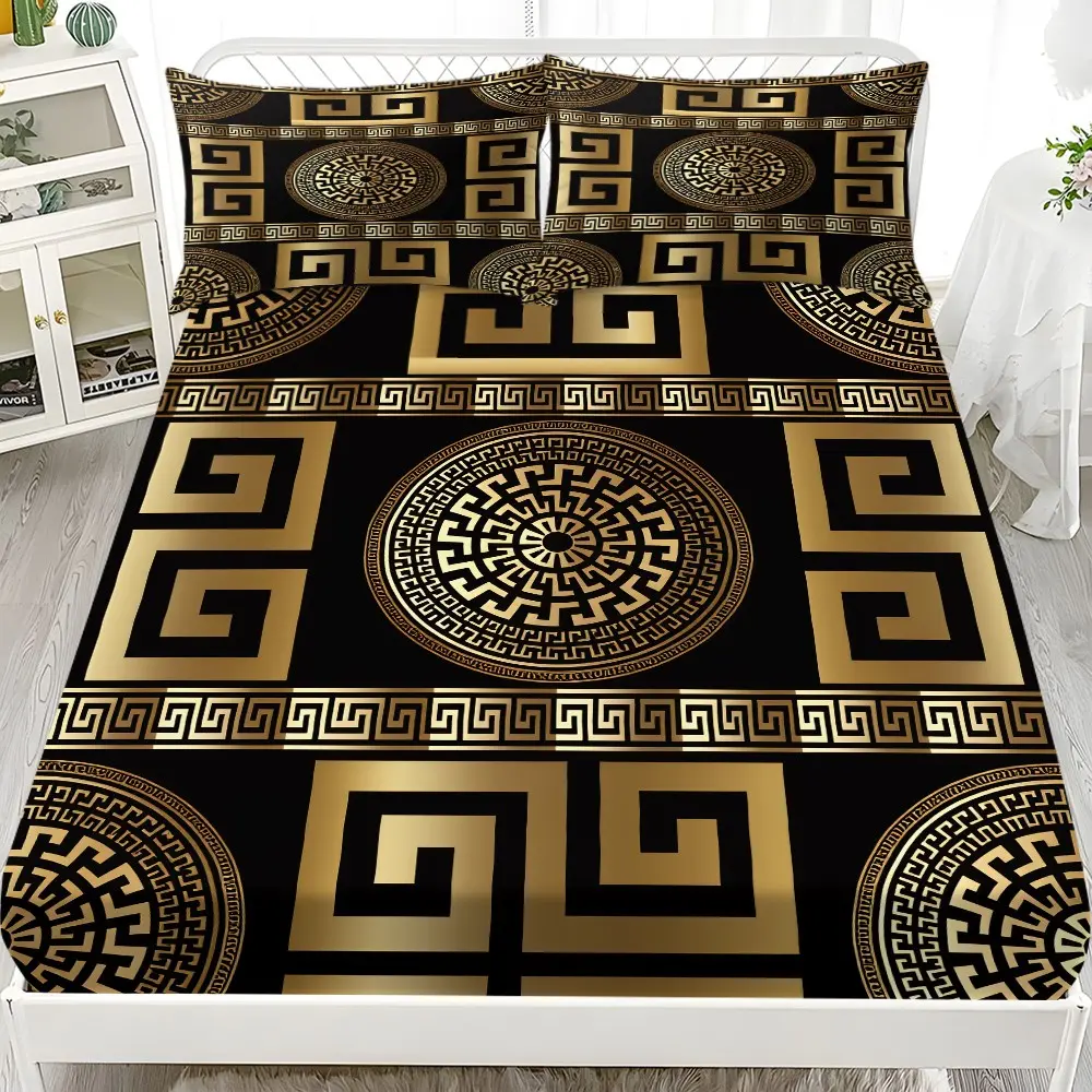 3-Piece Polyester Bed Sheet Set, 1 Fitted Sheet and 2 Pillowcases, Modern All-Season Bedding for Dorms and Hotels
