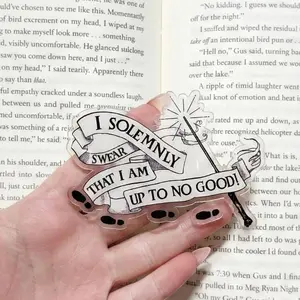 Magnetic Phone Grip Magic Spell Quote Magneticphonegrips – Up To No Good Scroll Design, Wizard School Aesthetic Kindleholder, Funny Reader Gift for Potterhead