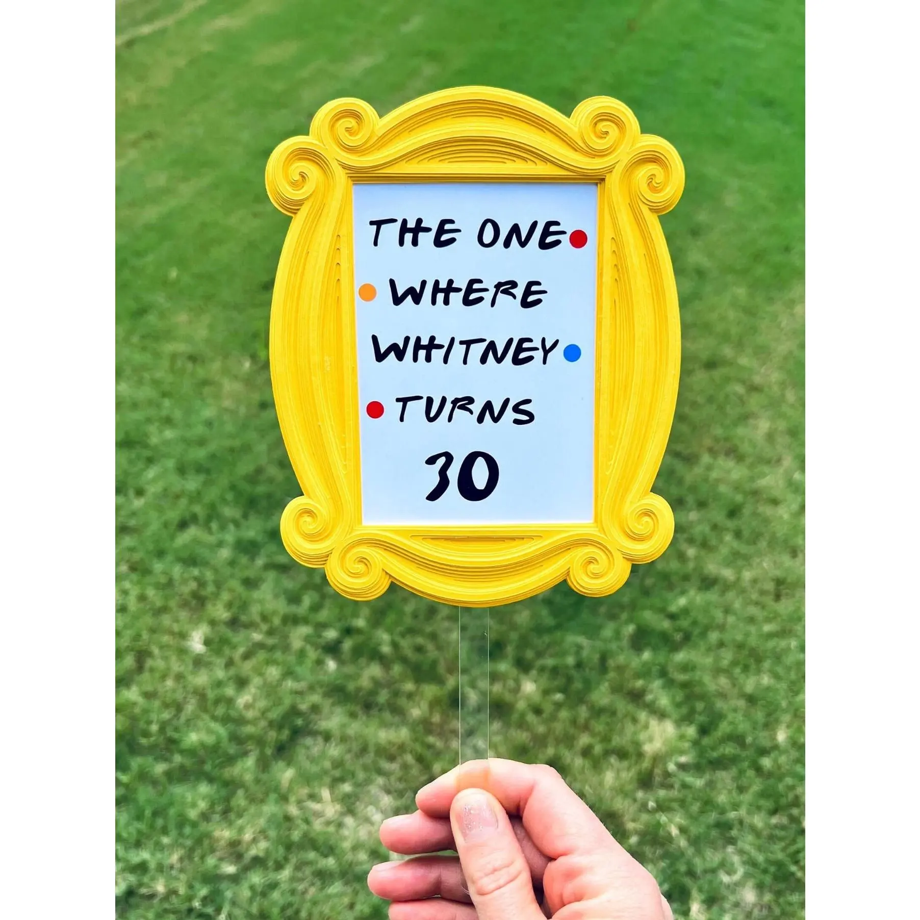 Yellow Frame Cake Topper - Personalized 30th Birthday Party Decor