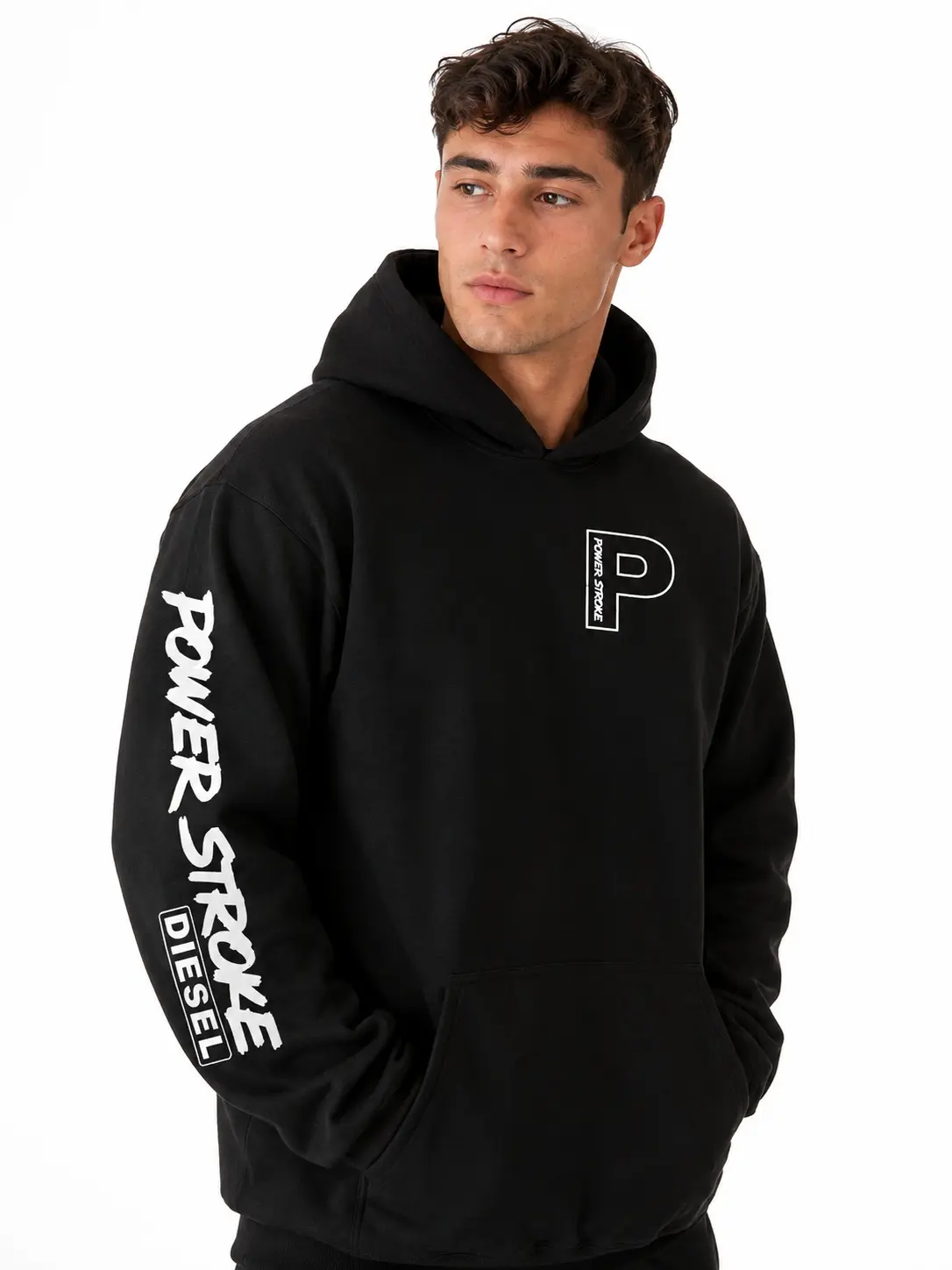 Power Stroke Hoodie, Ford Power Stroke with Bold Text Design Hoodie, Performance Pullover Winter Hoodie