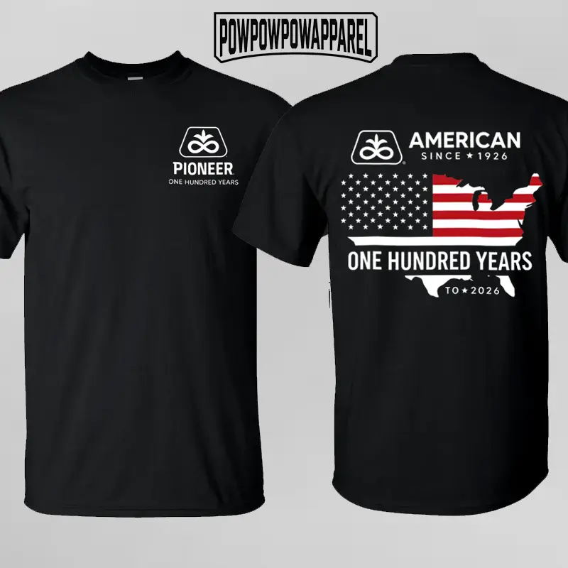 Pioneer Seeds T Shirt One Hundred Years American Map Retro Farming Heavyweight Streetwear Casual Tee