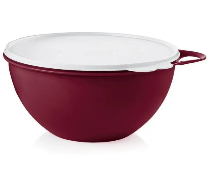 Tupperware Thatsa Medium Round Plastic Food Grade Single Bowl with Lid - 19 Cup, Leak-Proof Seal, Thumb Handle, Ideal for Prepping, Serving Desserts, Traveling Kitchen Tableware, Anti-Spill Bowls