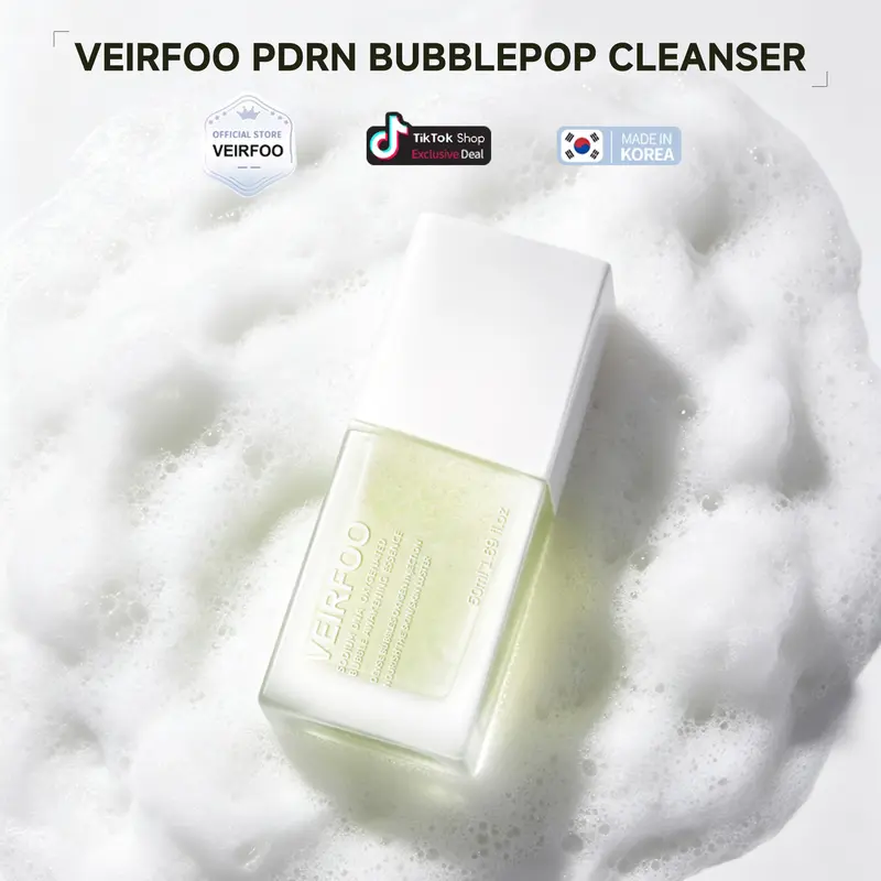 Korean Brand VEIRFOO PDRN BubblePop Cleansing 50ml*1 bottle, Gentle Foaming Formula  2-in-1 Cleanse & Remove Light Makeup
