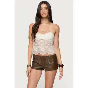 Amarie Sheer Lace Halter Top