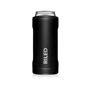 Riled Cannister01 Double-Walled Vacuum Insulated Can Cooler for Skinny Cans Durable Stainless Steel Drinkware Flask