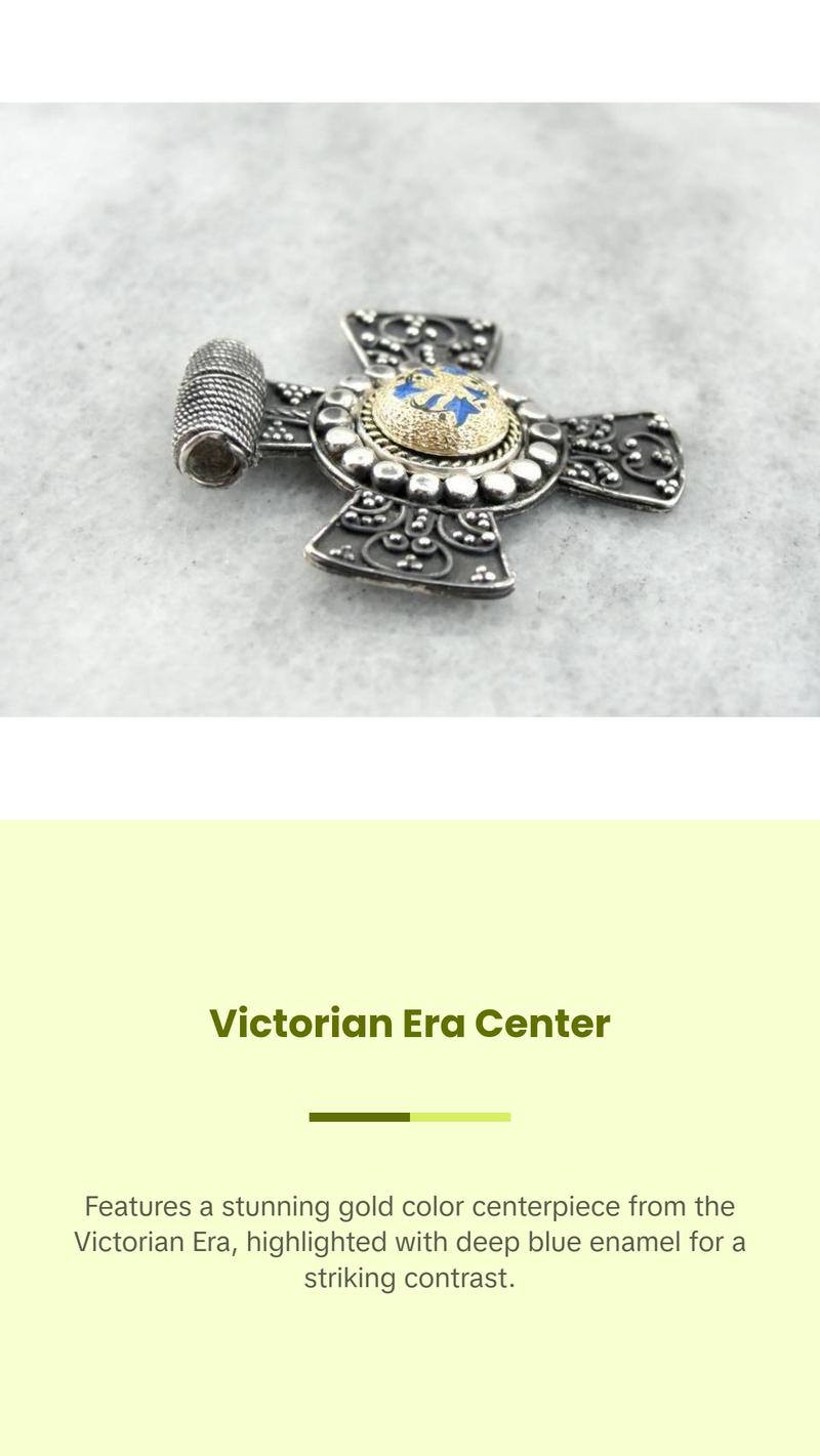 Ancient Style Cross with Antique Enamel and Gold Center