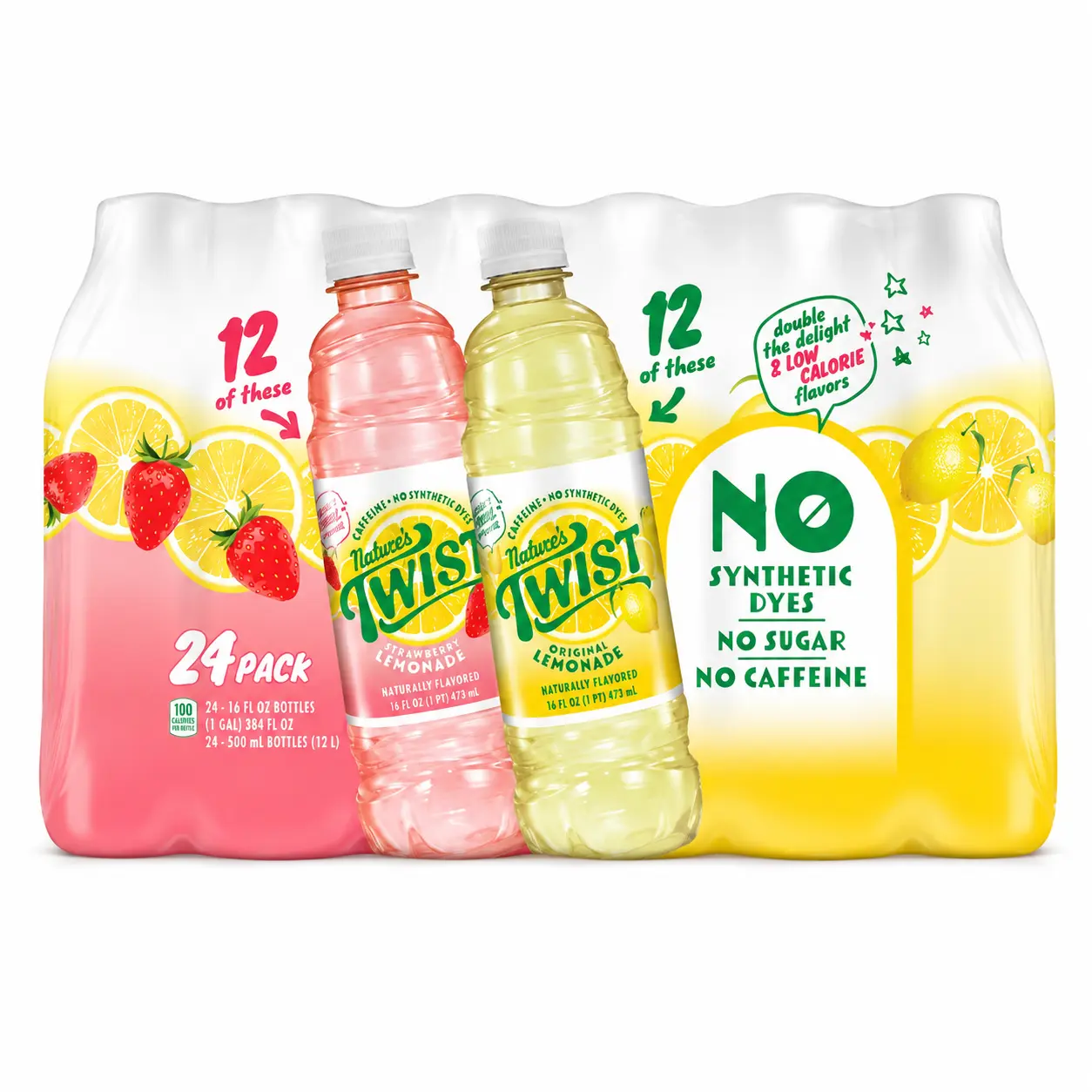 Nature's Twist Sugar-Free Lemonade Variety Pack, 24-Pack | Refreshing No-Sugar Juice Beverage
