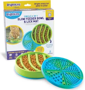 Brightkins Circle Slow Feeder and Lick Mat, Outdoor Puzzle Board, Interactive Dog Toys, Dog Birthday, Enrichment Bowls, Puppy Teething and Chewing, Stimulating Automatic Feeder