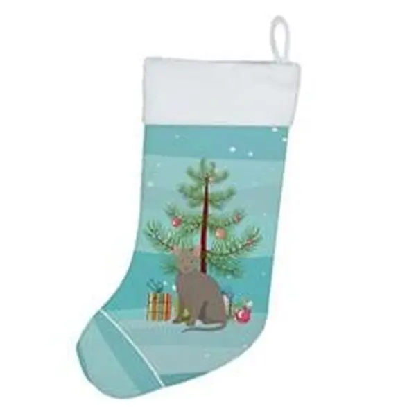 18 x 13.5 in. Unisex Malayan Cat Merry Christmas Christmas Stocking