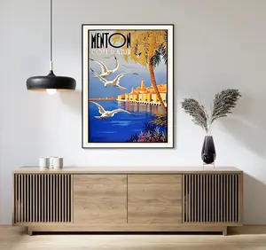 Menton Côte d' Azur France Tourism Poster, French Riviera Art Print, Provence