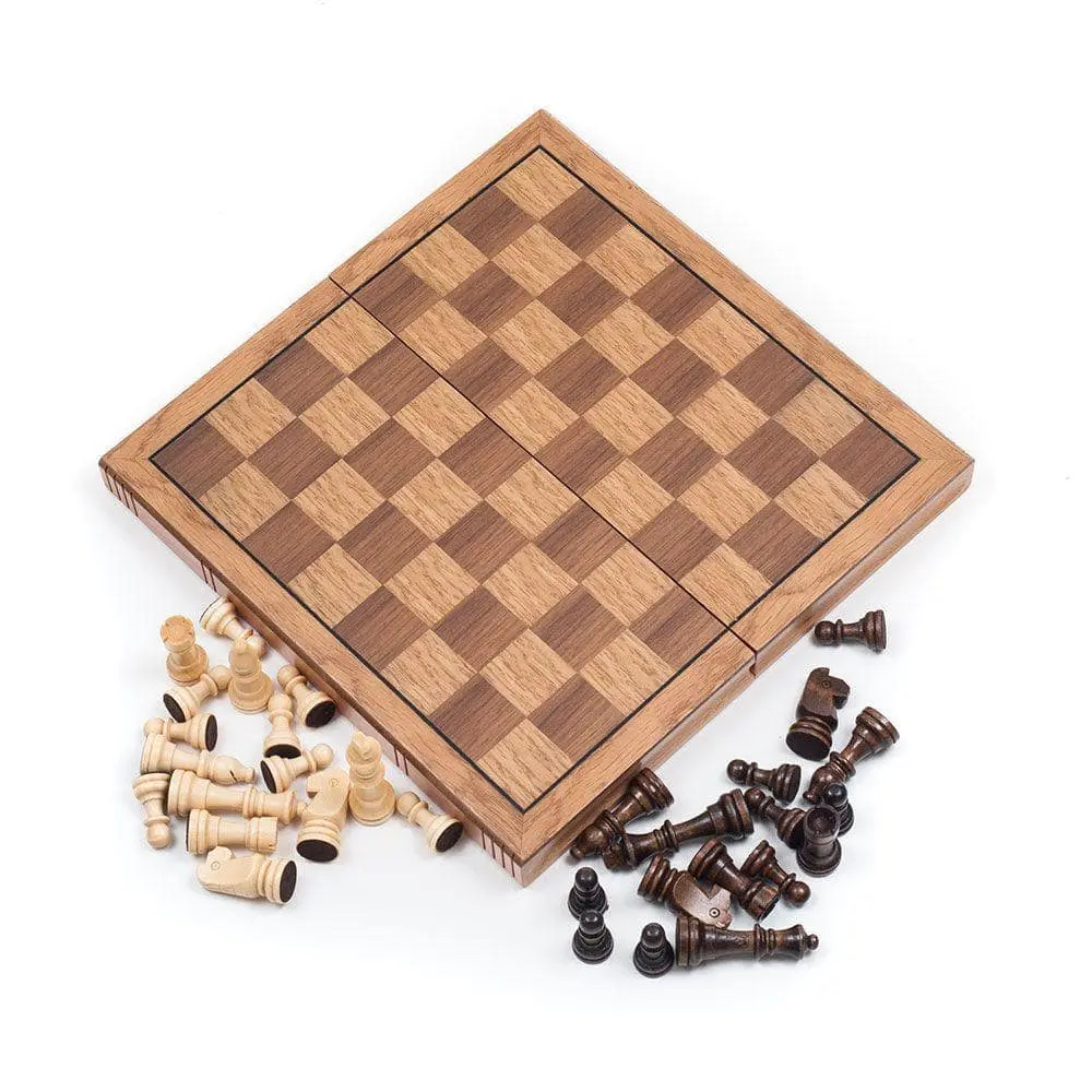 Classic Solid Wood Book-Style Chess Set with Staunton Chessmen, Checkers, 11" x 11" x 1" Easy Storage Board, Comfortable Feel, for 6-8 Years & Ages 6+ Enthusiasts (Toys & Hobbies, Games & Puzzles, Board Games)