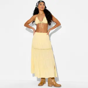 Women's Lace Inset Tiered Maxi Skirt - Wild Fable